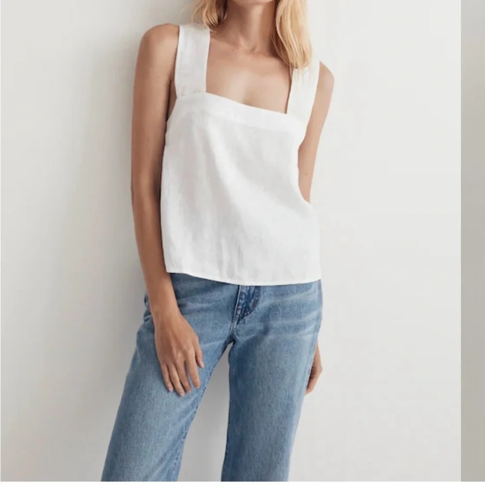 Madewell Sleeveless 100% Linen wrap top, white, size 2 women’s - Picture 2 of 7